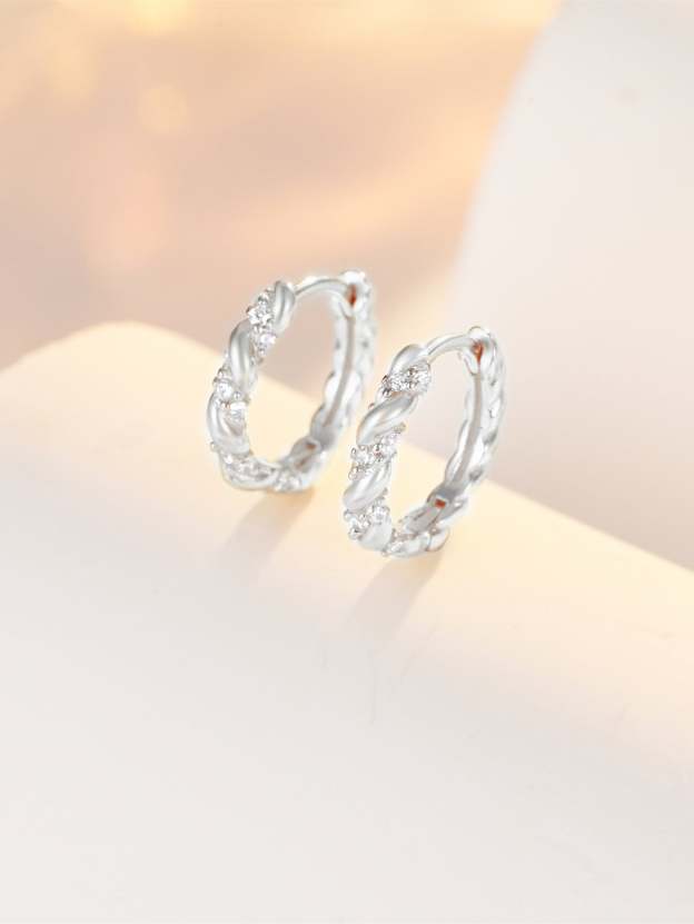 925 Sterling Silver Simple Classic Zircon Versatile Huggie Earrings-Olarajewelry