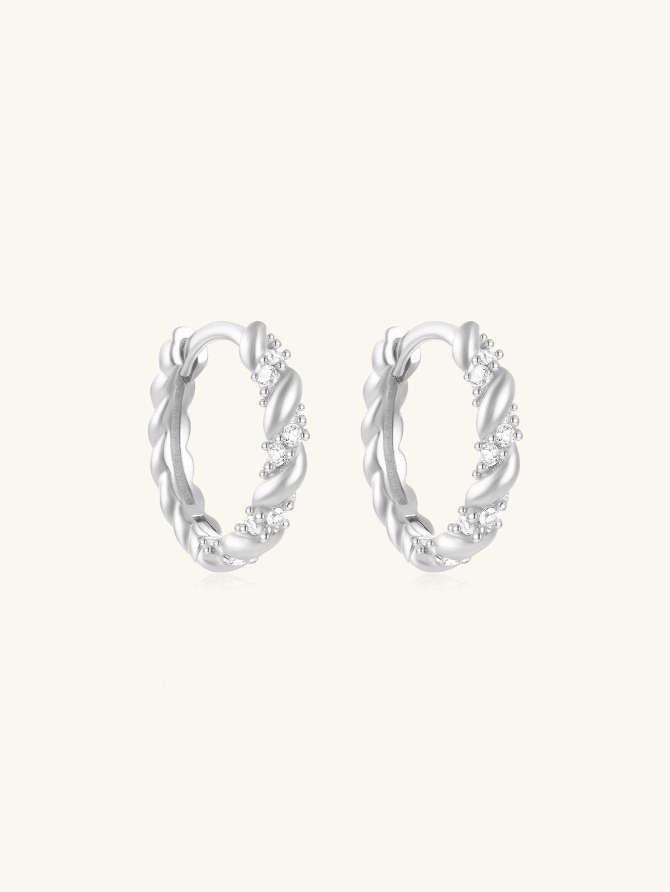 925 Sterling Silver Simple Classic Zircon Versatile Huggie Earrings-Olarajewelry