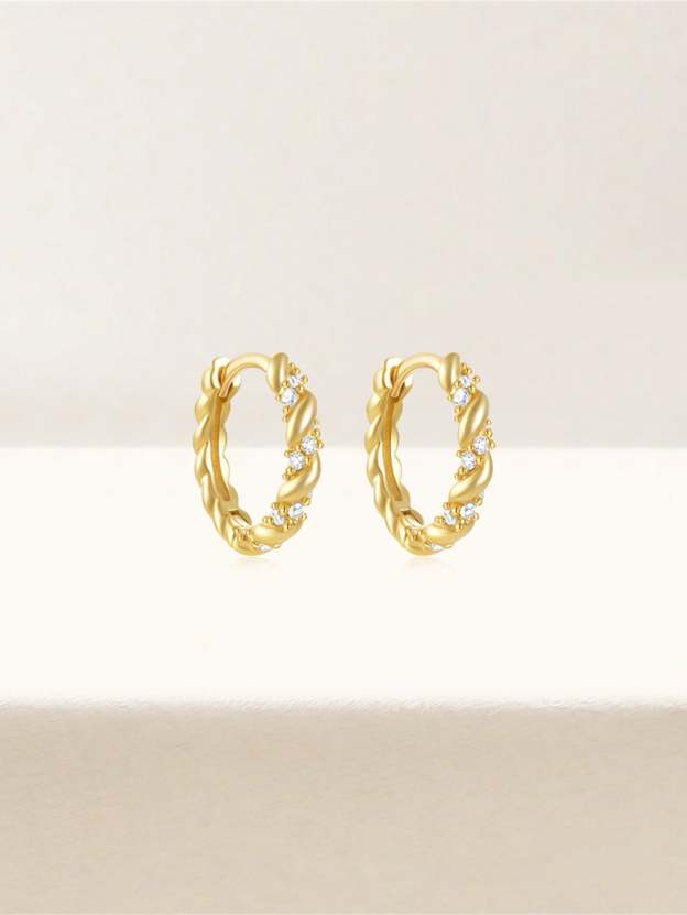 925 Sterling Silver Simple Classic Zircon Versatile Huggie Earrings-Olarajewelry