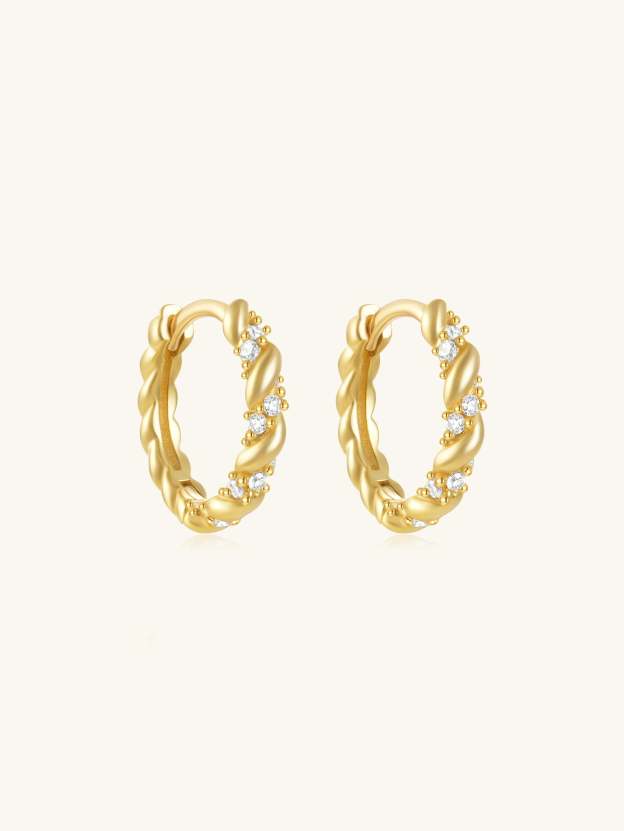 925 Sterling Silver Simple Classic Zircon Versatile Huggie Earrings-Olarajewelry