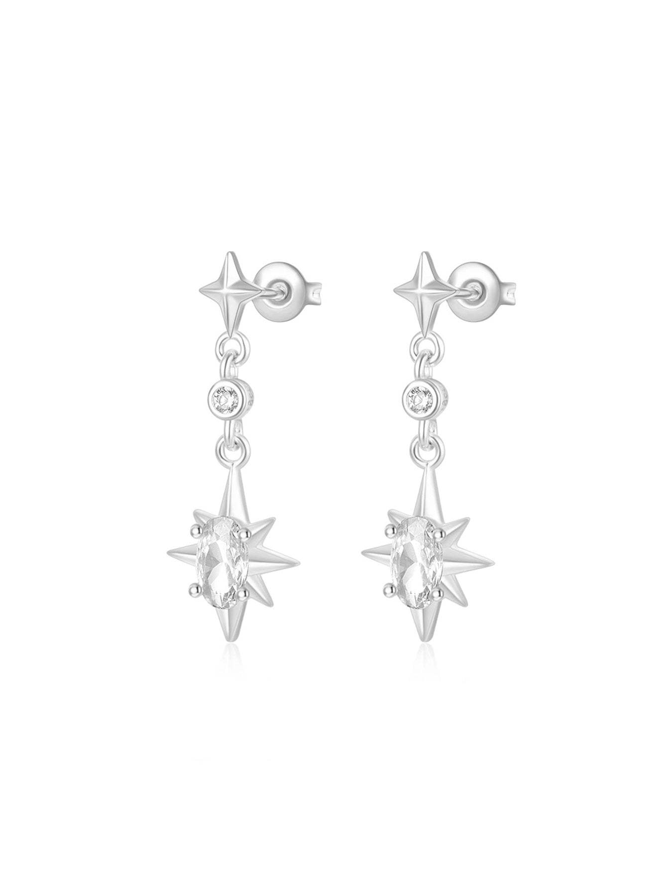 S925 Sterling Silver Starry Star Pendant Earring Set-Olarajewelry