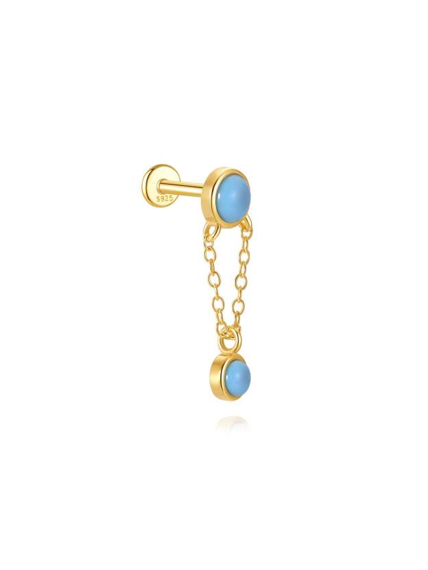 S925 Sterling Silver Zircon Tassel Chain Pierced Earring Set-Olarajewelry