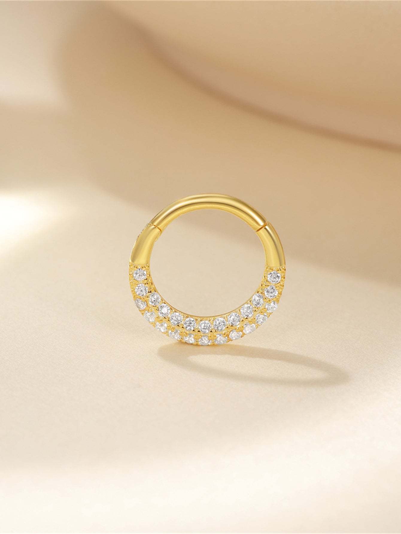 Olara S925 Mini Double Layers Zircons Cartilage Daith Earring Nose Ring 8MM-Olarajewelry