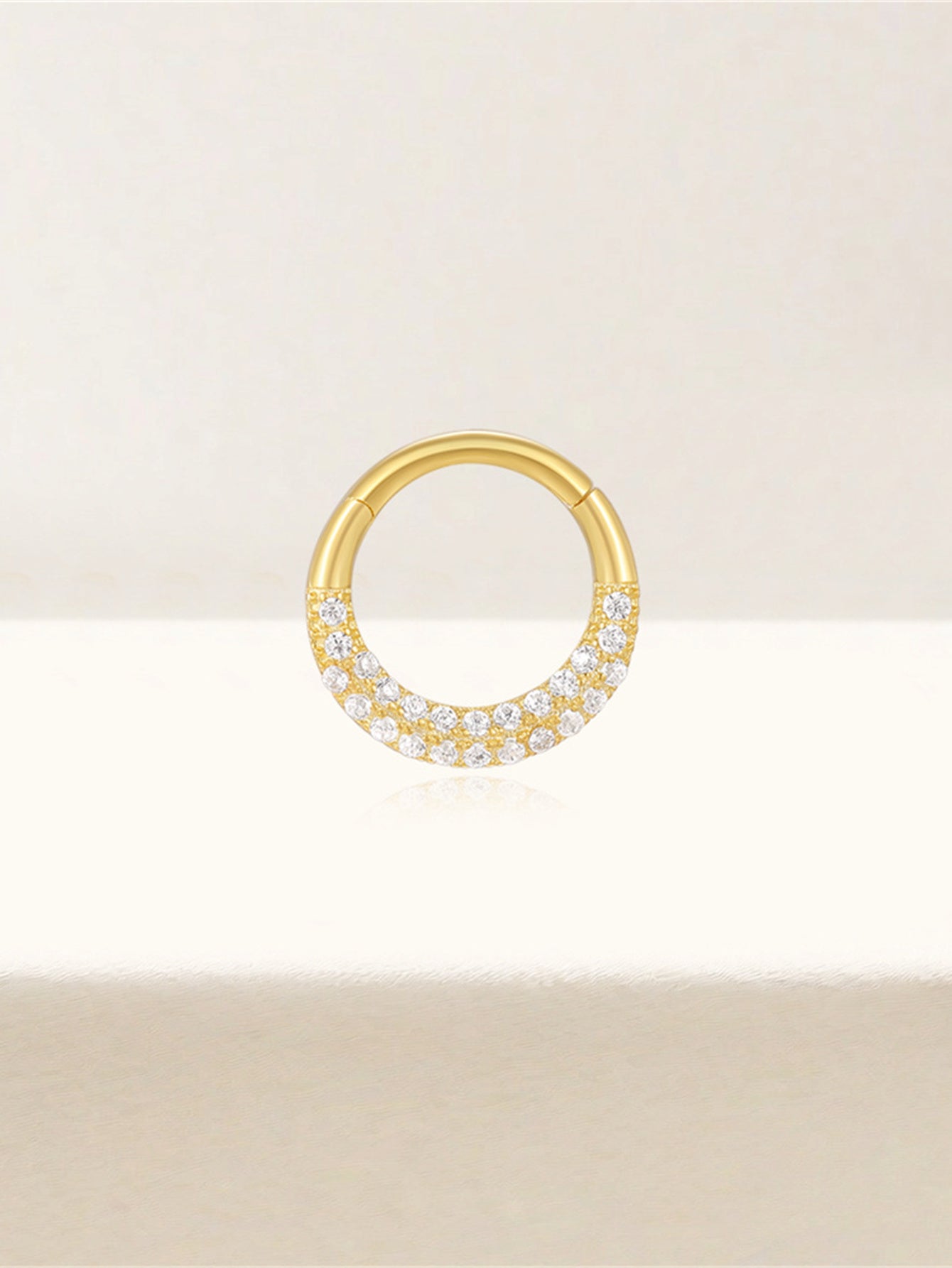Olara S925 Mini Double Layers Zircons Cartilage Daith Earring Nose Ring 8MM-Olarajewelry
