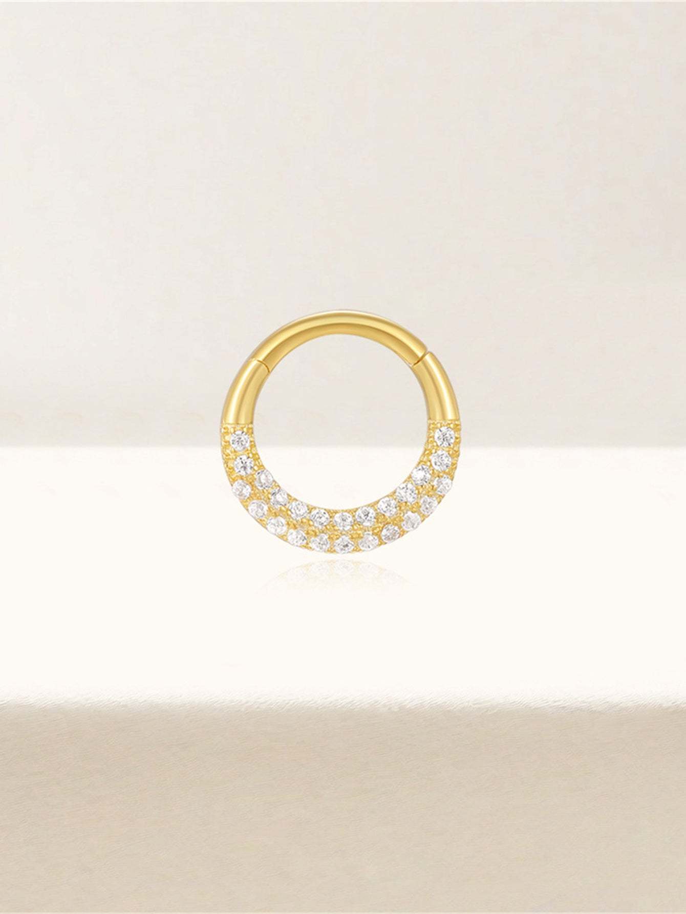Olara S925 Mini Double Layers Zircons Cartilage Daith Earring Nose Ring 8MM-Olarajewelry