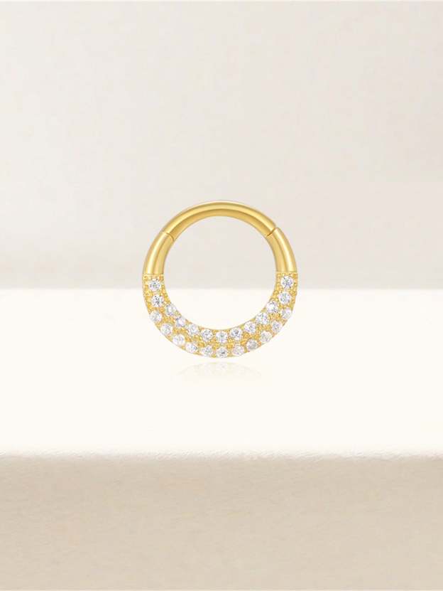 Olara S925 Mini Double Layers Zircons Cartilage Daith Earring Nose Ring 8MM-Olarajewelry