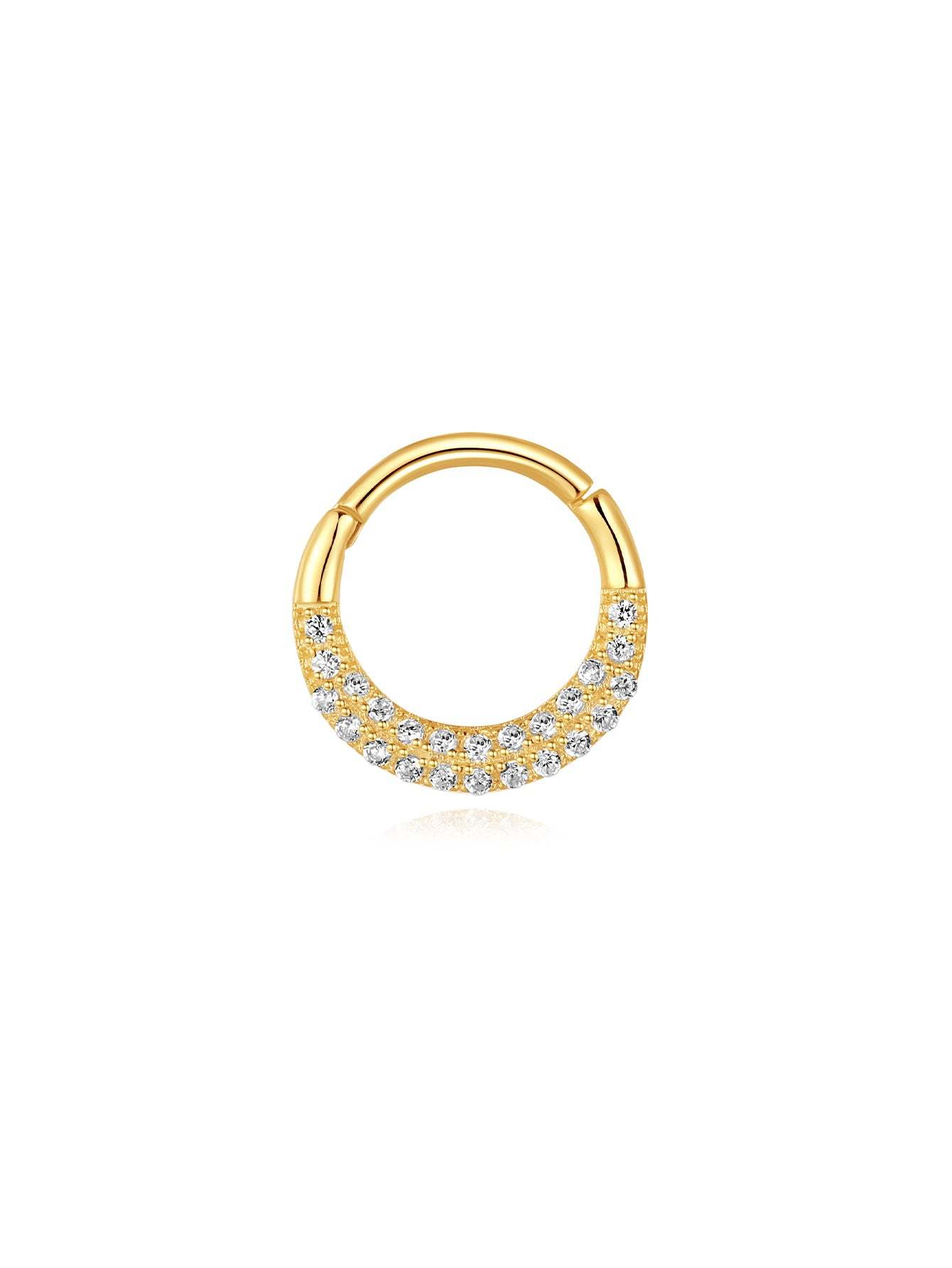Olara S925 Mini Double Layers Zircons Cartilage Daith Earring Nose Ring 8MM-Olarajewelry