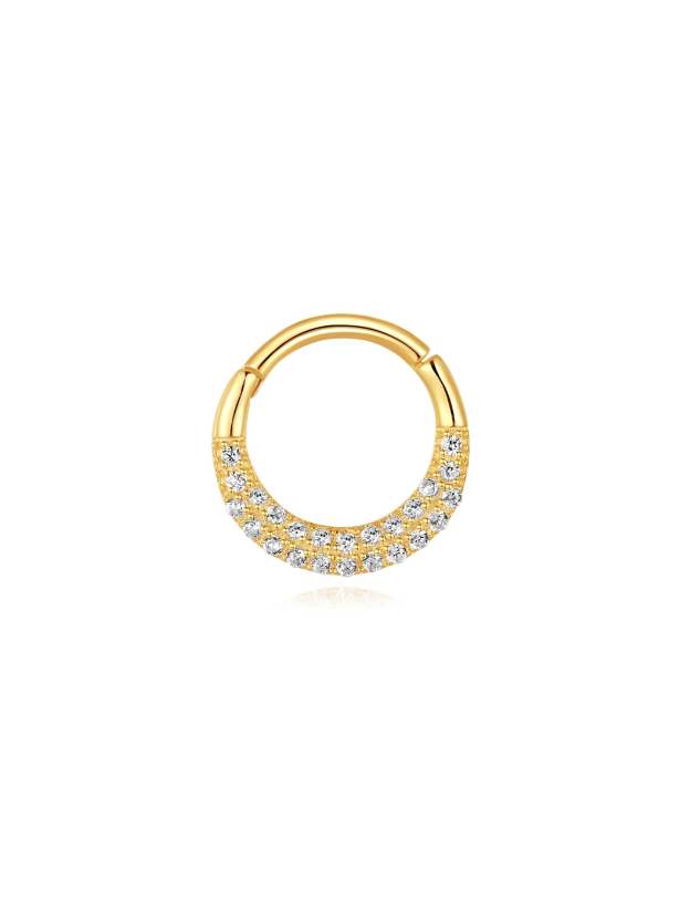 Olara S925 Mini Double Layers Zircons Cartilage Daith Earring Nose Ring 8MM-Olarajewelry