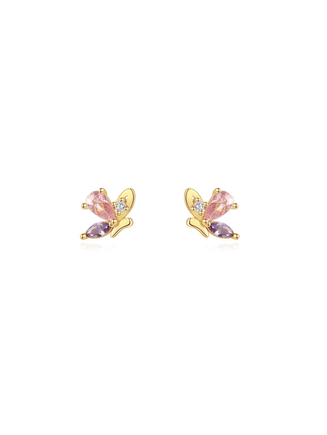 Olara 925 Sterling Silver Purple Marquise Zircon Elegant Butterfly Stud Earrings-Olarajewelry