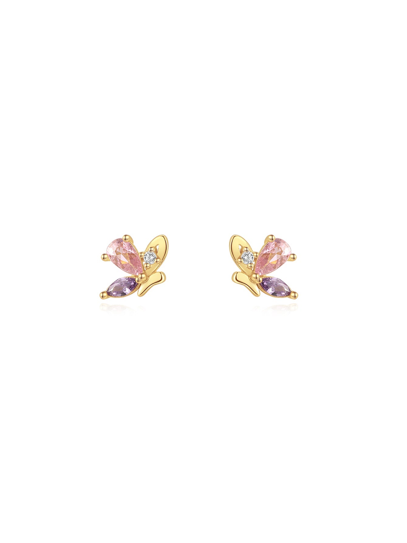 S925 Pink＆Purple Butterfly Drop Earring Set-Olarajewelry