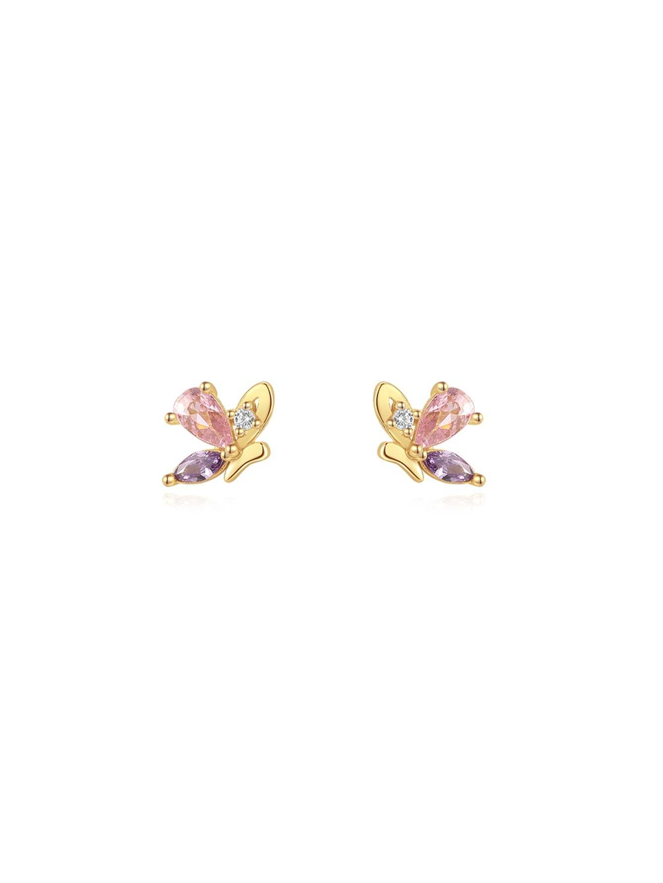 S925 Pink&Purple Butterfly Drop Earring Set-Olarajewelry