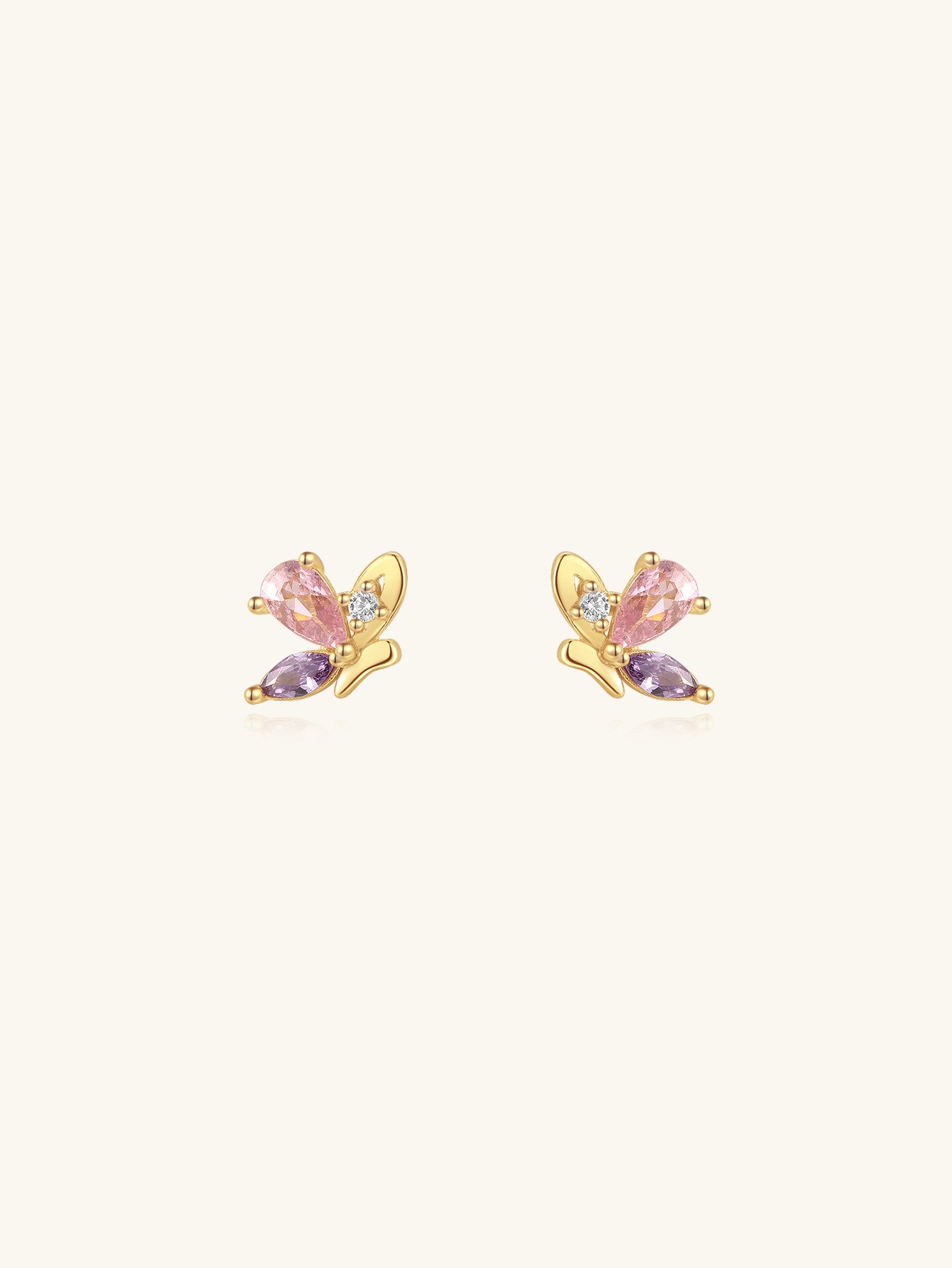Olara 925 Sterling Silver Purple Marquise Zircon Elegant Butterfly Stud Earrings-Olarajewelry