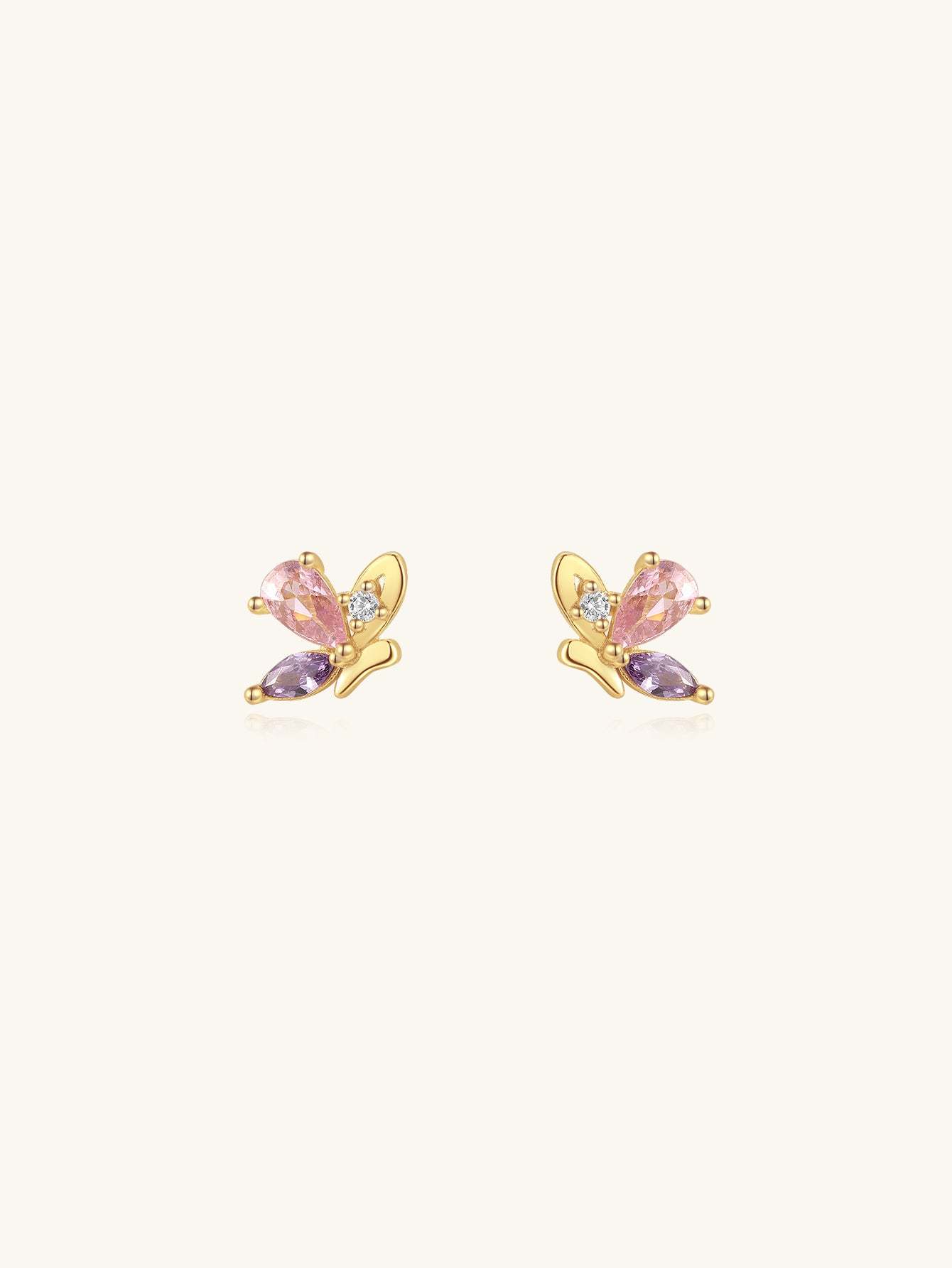 Olara 925 Sterling Silver Purple Marquise Zircon Elegant Butterfly Stud Earrings-Olarajewelry