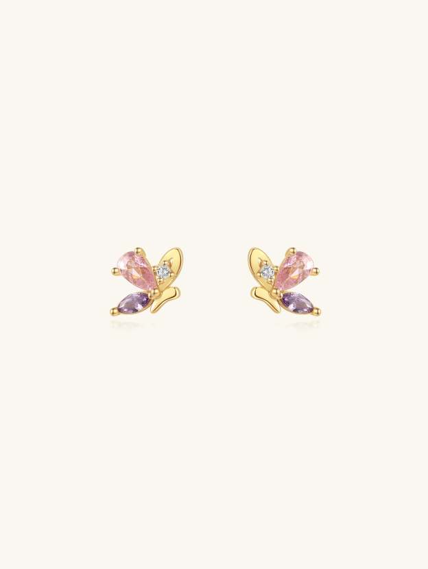 Olara 925 Sterling Silver Purple Marquise Zircon Elegant Butterfly Stud Earrings-Olarajewelry