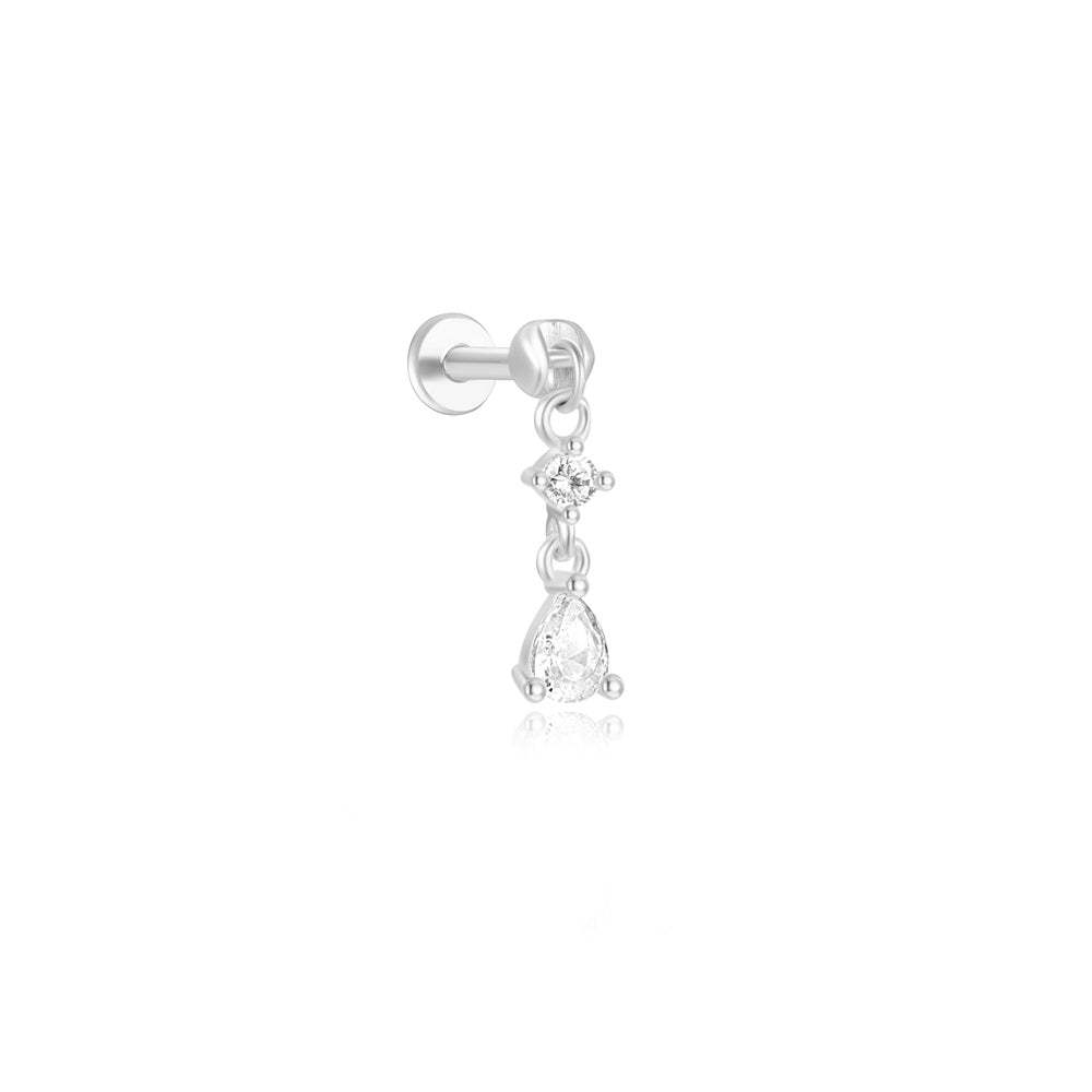 S925 Tassel Pear Zircon Pendant Ear Piercing Stud-Olarajewelry