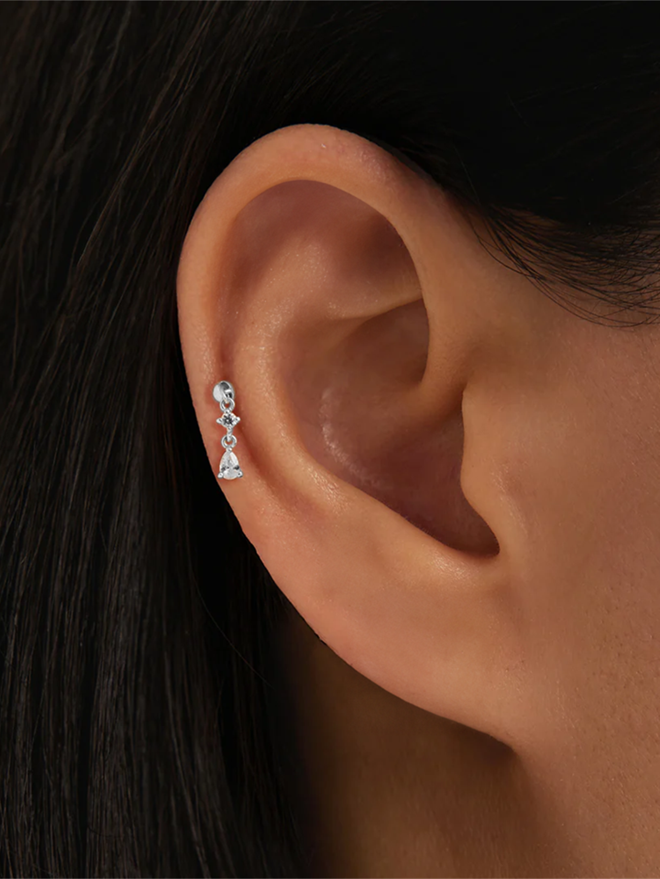 S925 Tassel Pear Zircon Pendant Ear Piercing Stud-Olarajewelry