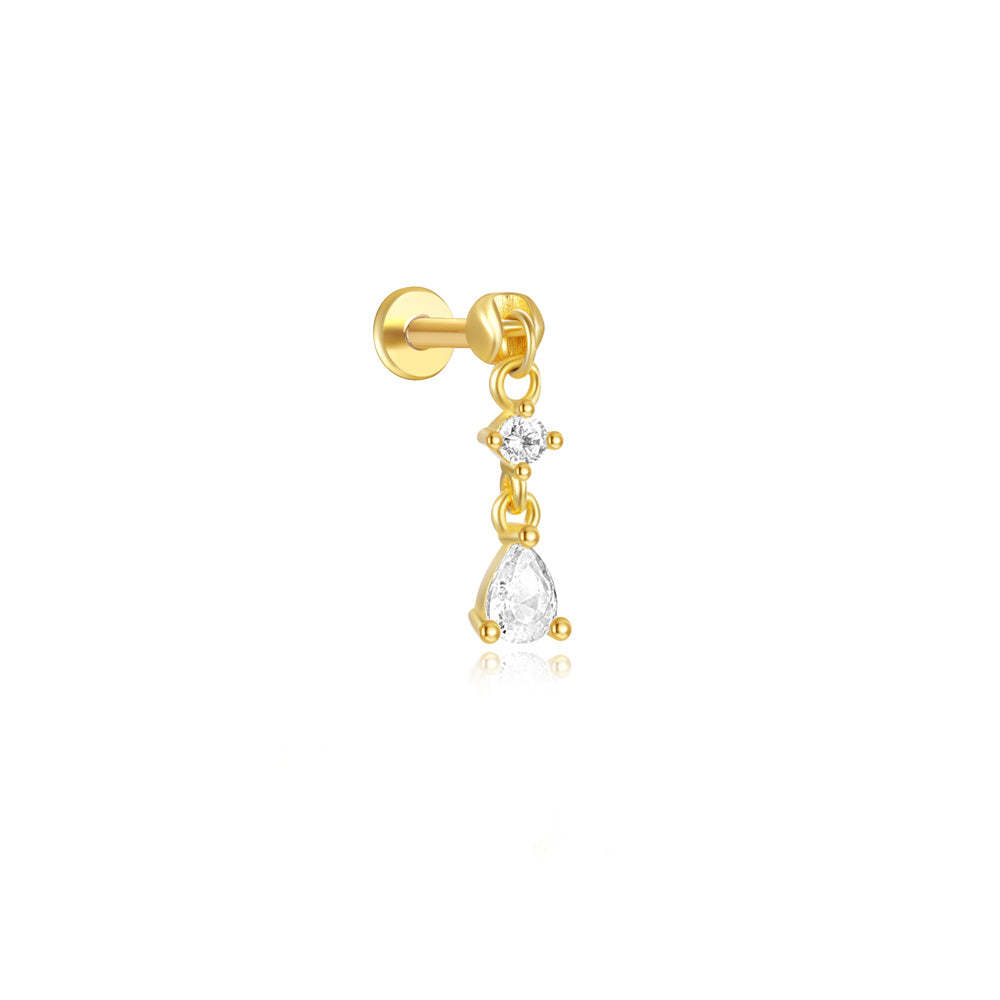 S925 Tassel Pear Zircon Pendant Ear Piercing Stud-Olarajewelry