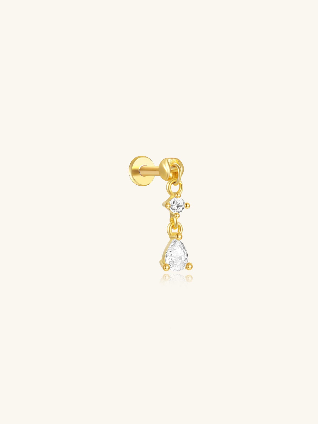 S925 Tassel Pear Zircon Pendant Ear Piercing Stud-Olarajewelry