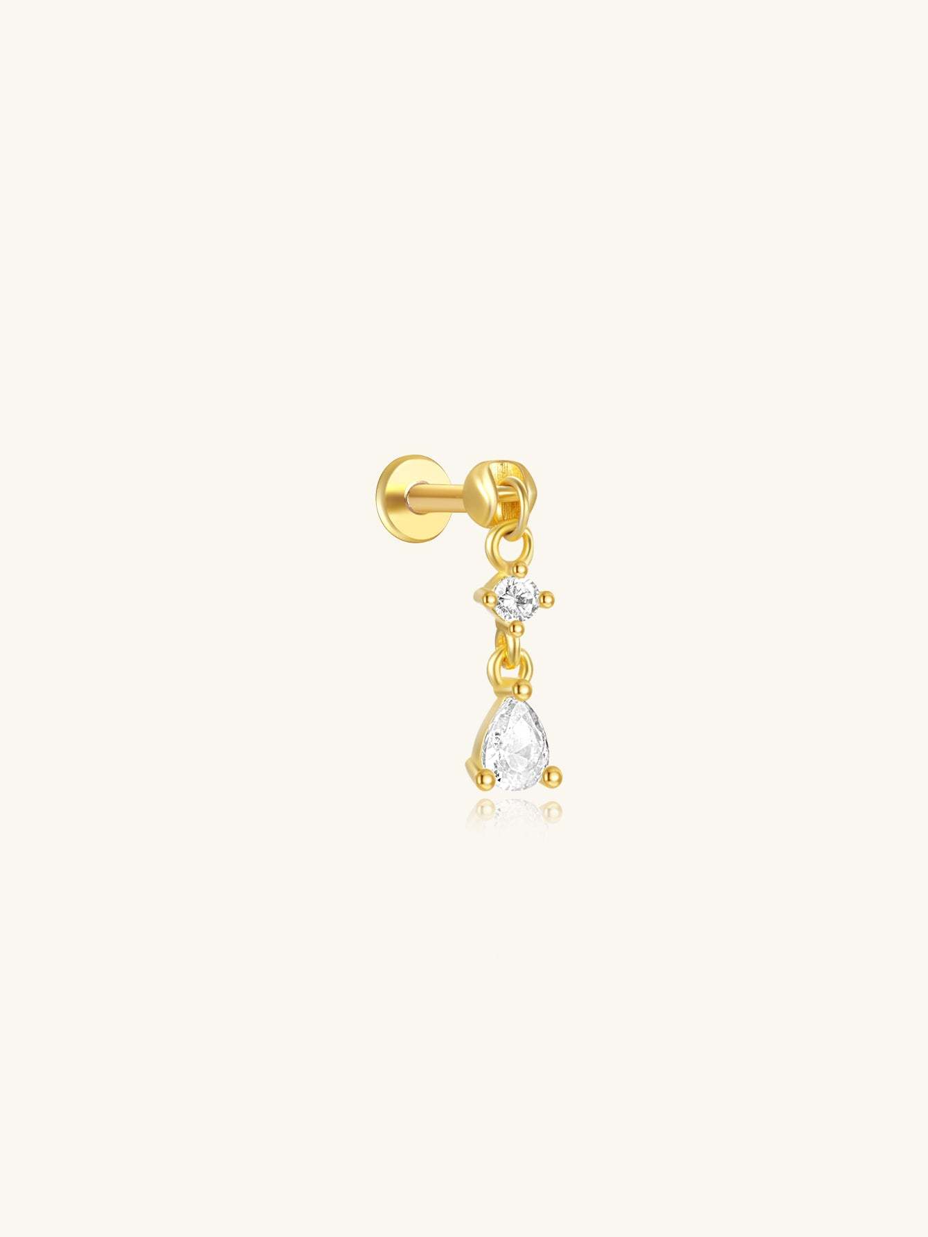 S925 Tassel Pear Zircon Pendant Ear Piercing Stud-Olarajewelry