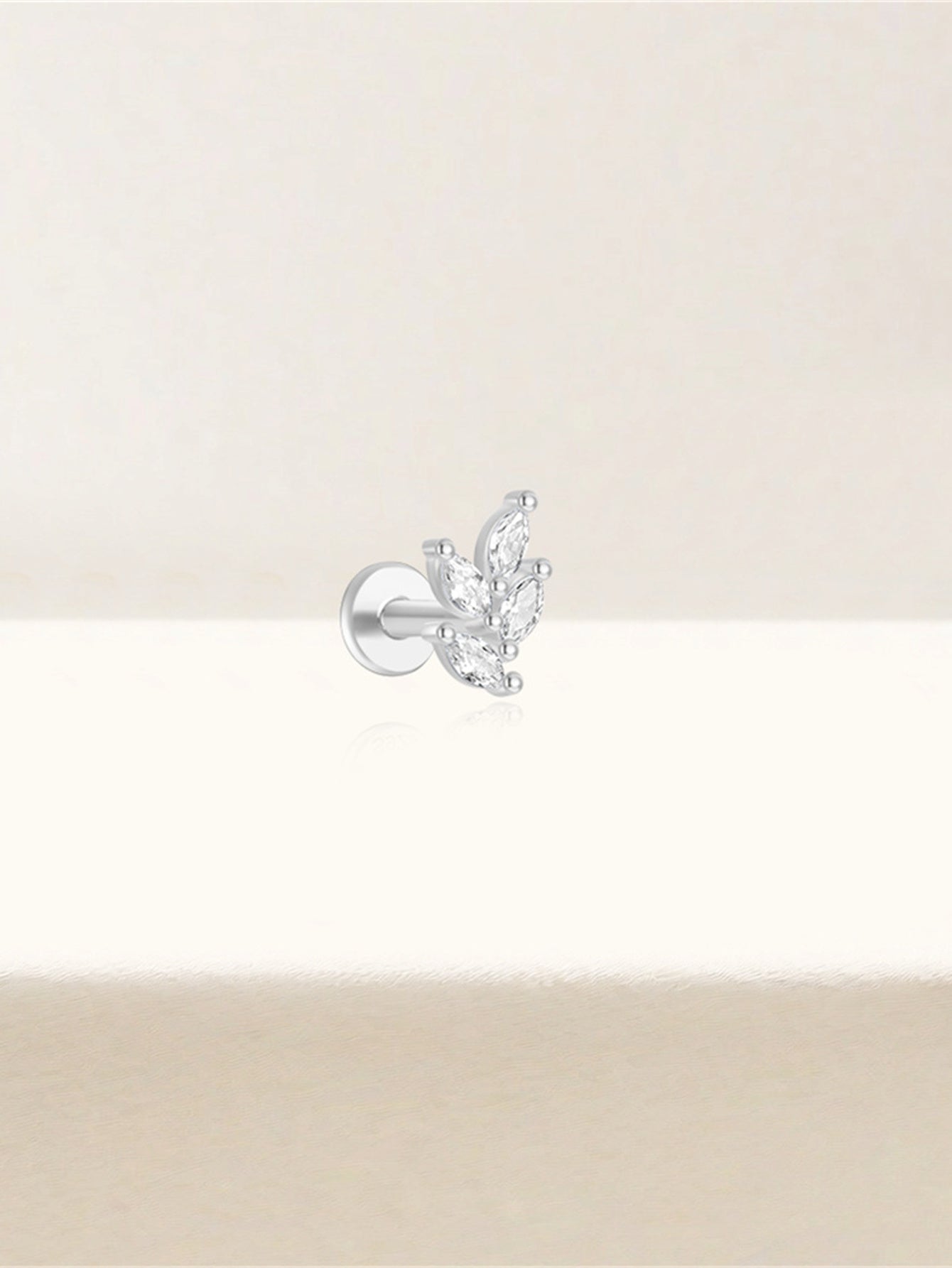 S925 Maquise Zircon Leaf Ear Piercing Stud-Olarajewelry