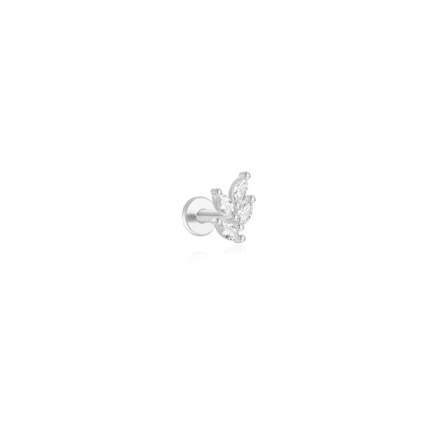 S925 Maquise Zircon Leaf Ear Piercing Stud-Olarajewelry