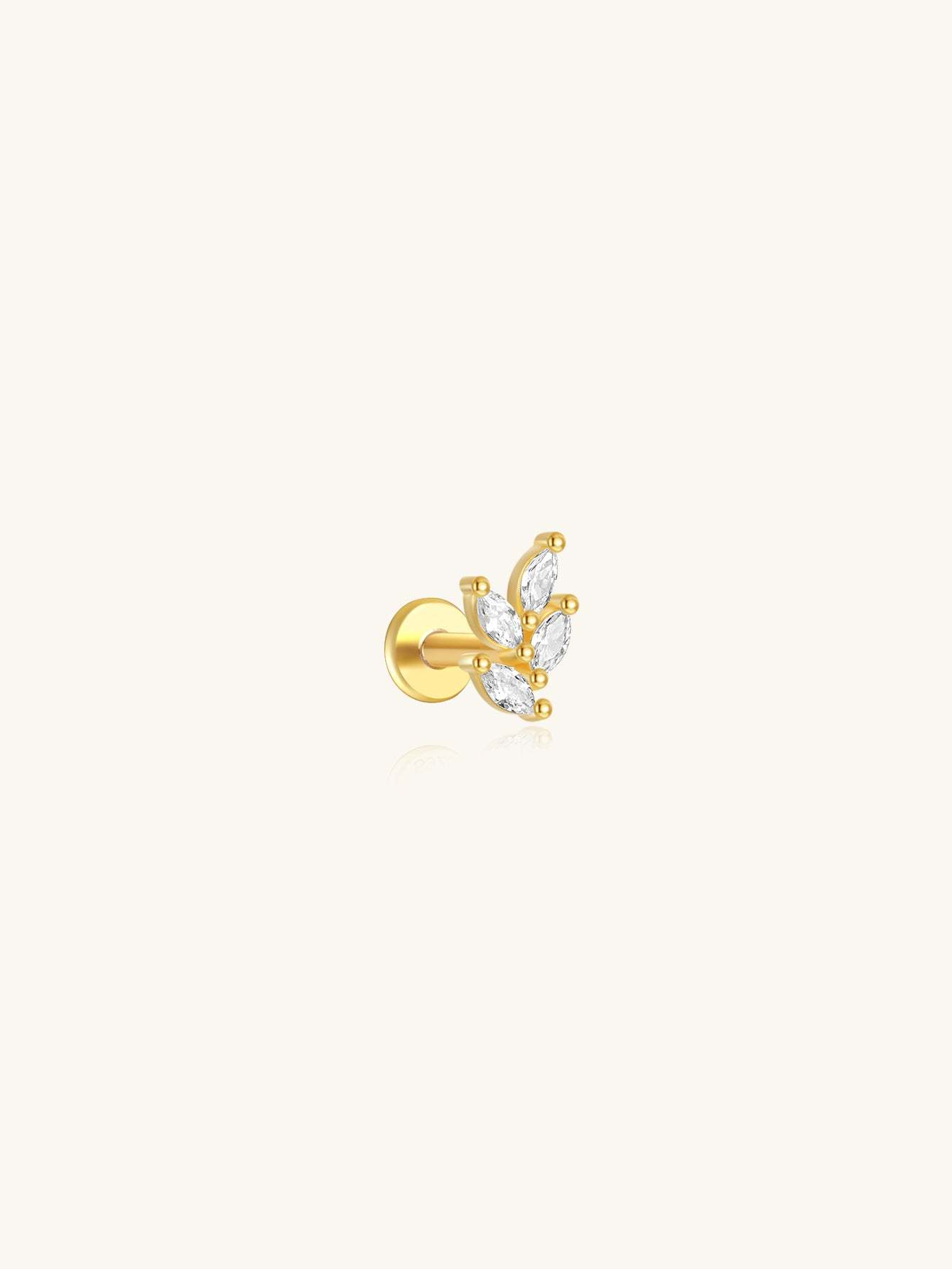 S925 Maquise Zircon Leaf Ear Piercing Stud-Olarajewelry