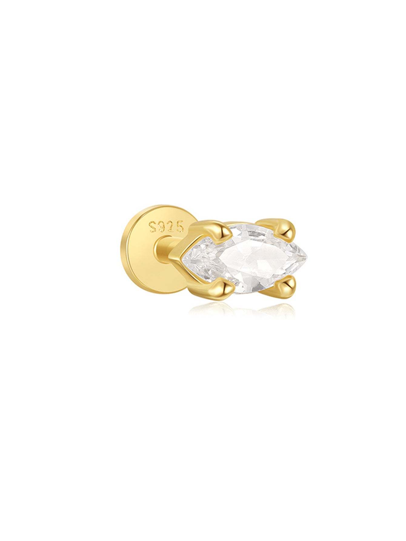 S925 Mini Marquise Zirconia Ear Piercing Stud-Olarajewelry