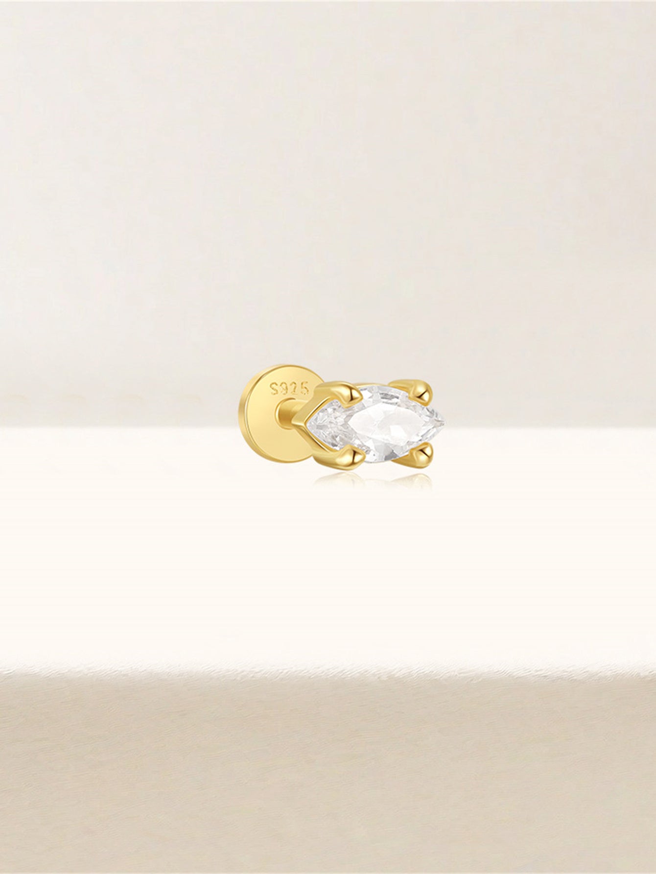 S925 Mini Marquise Zirconia Ear Piercing Stud-Olarajewelry