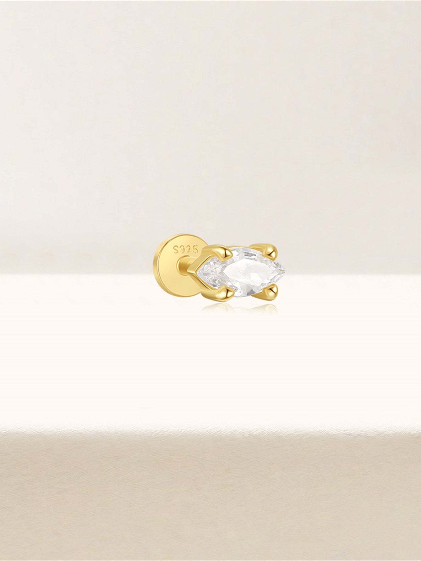 S925 Mini Marquise Zirconia Ear Piercing Stud-Olarajewelry