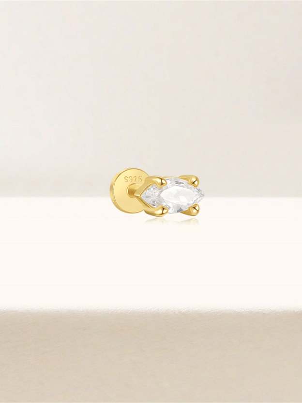 S925 Mini Marquise Zirconia Ear Piercing Stud-Olarajewelry