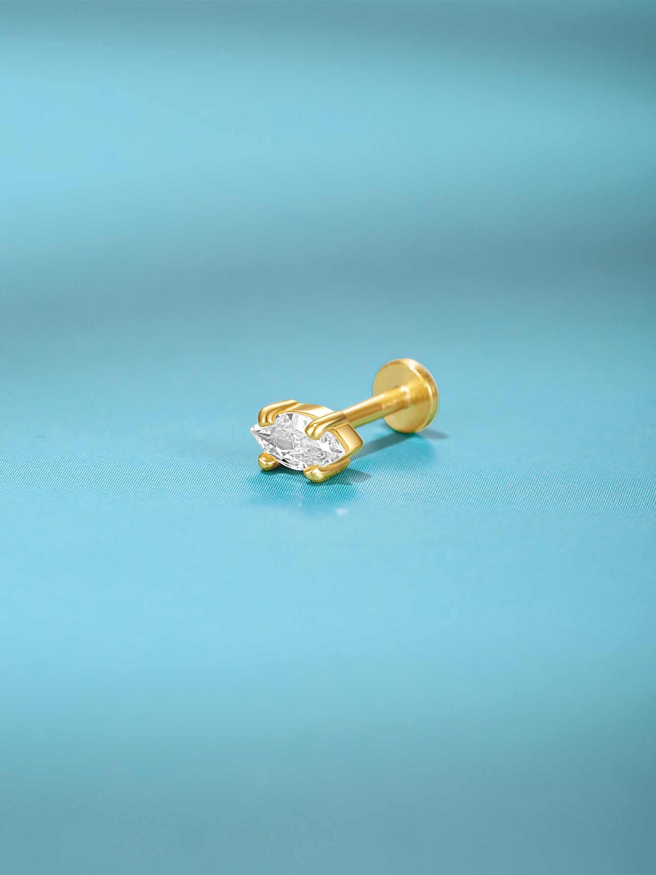 S925 Mini Marquise Zirconia Ear Piercing Stud-Olarajewelry