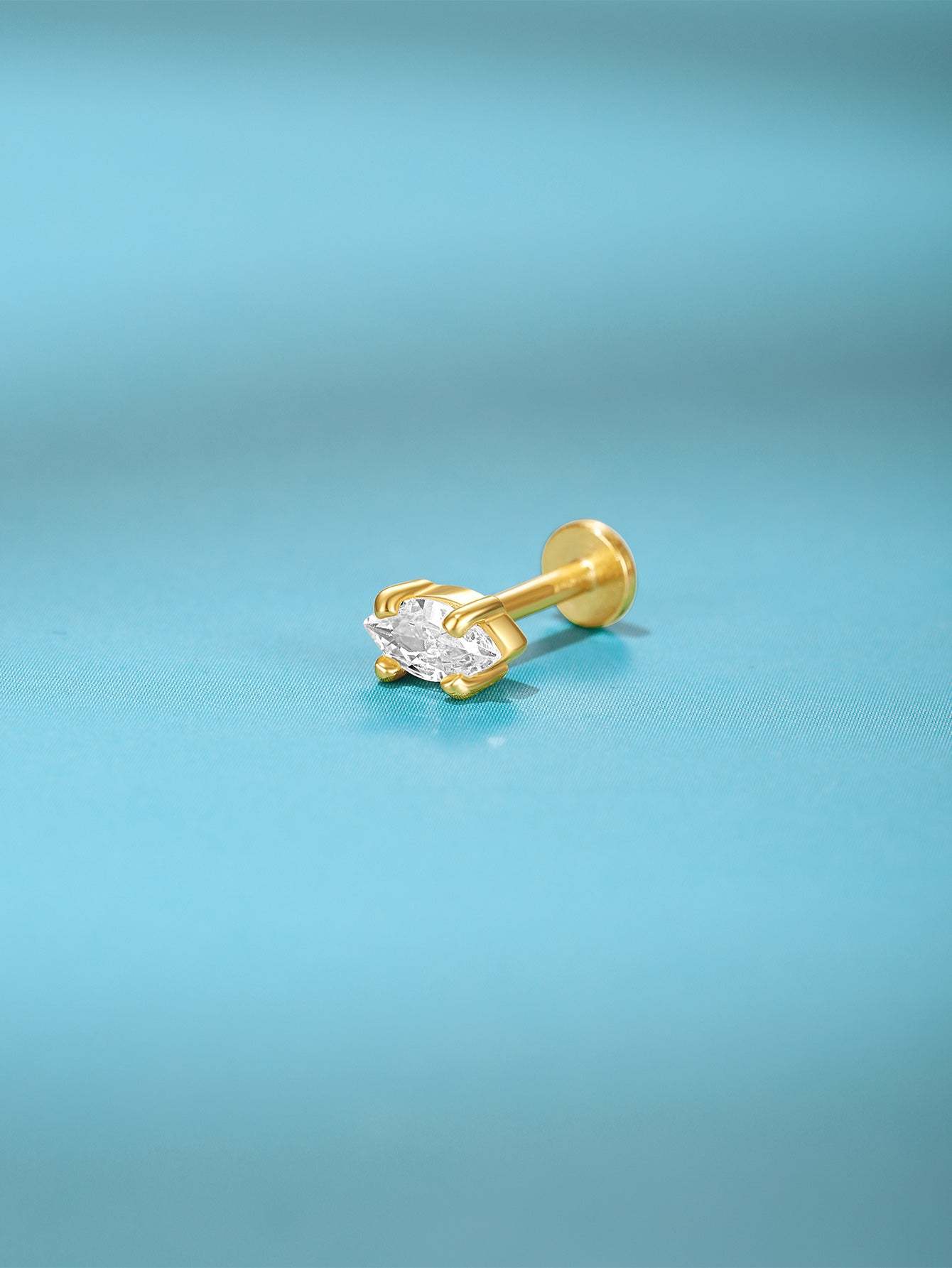 S925 Mini Marquise Zirconia Ear Piercing Stud-Olarajewelry
