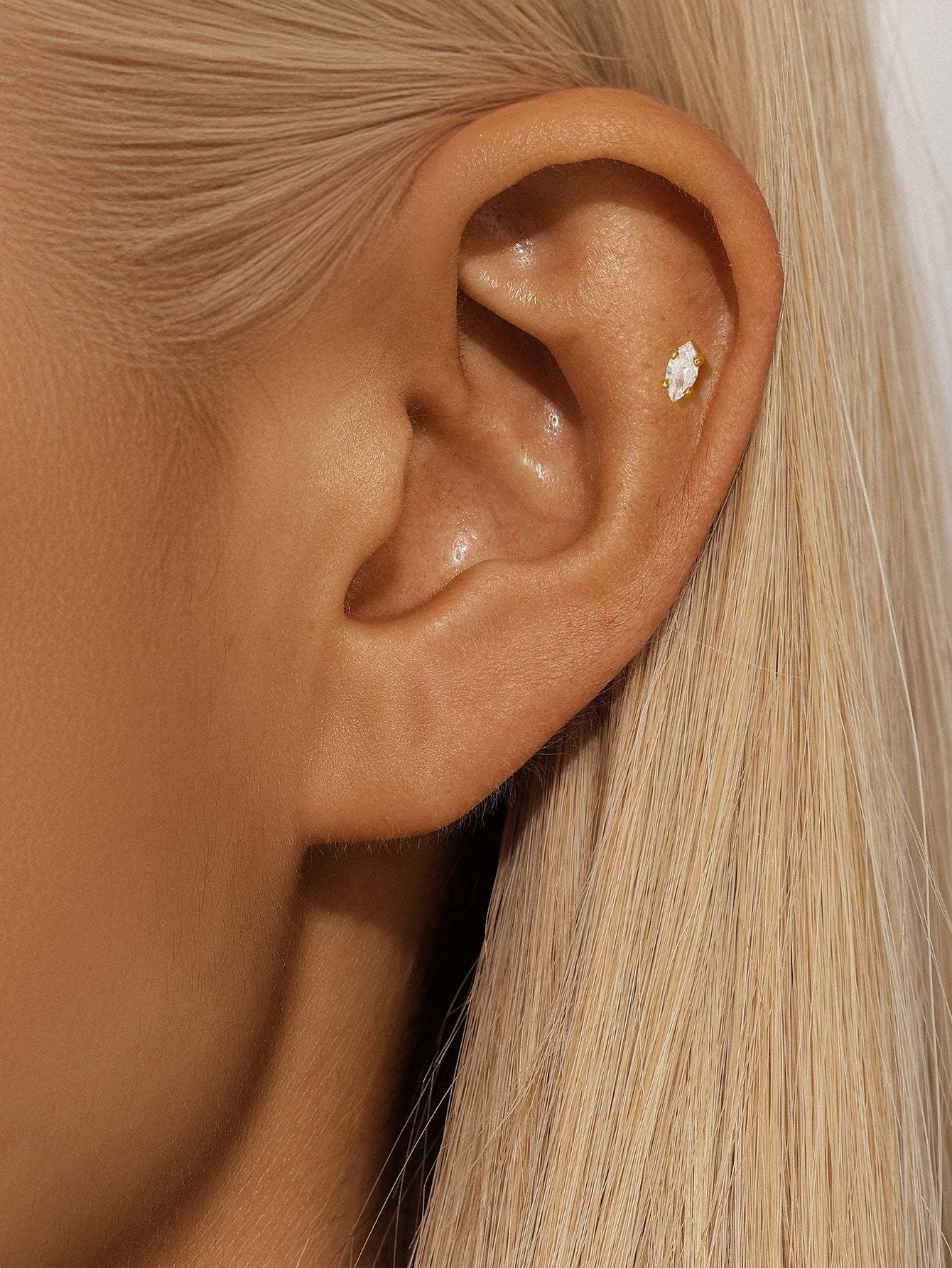 S925 Mini Marquise Zirconia Ear Piercing Stud-Olarajewelry