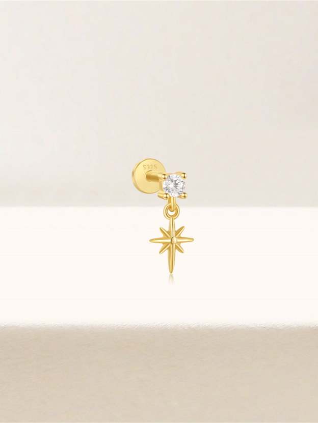 S925 Star Pendant Ear Piercing Stud-Olarajewelry