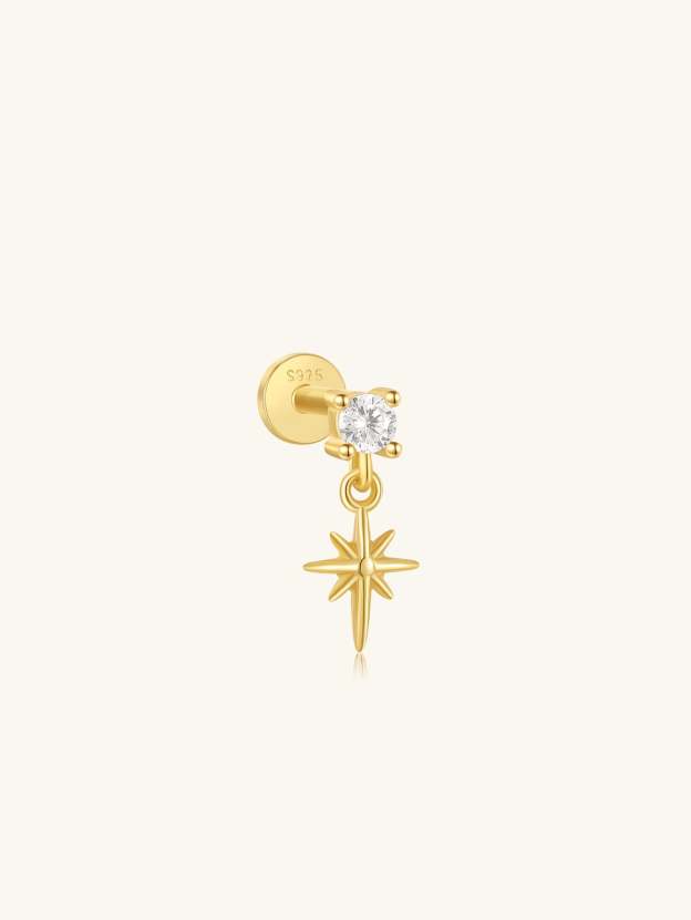 S925 Star Pendant Ear Piercing Stud-Olarajewelry