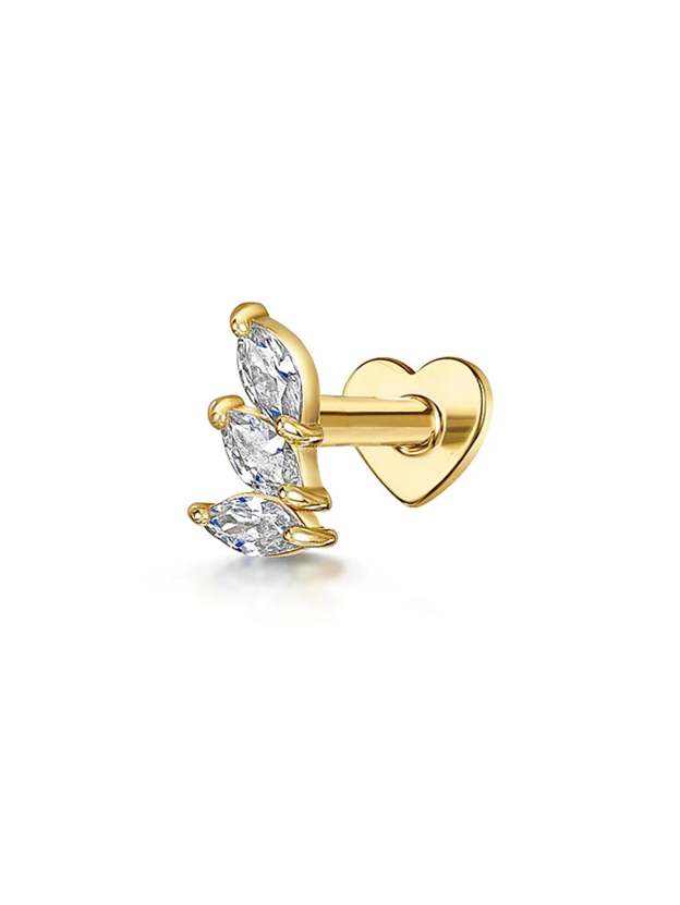 S925 Leaf Marquise Zircon Stud Earring Series-Olarajewelry