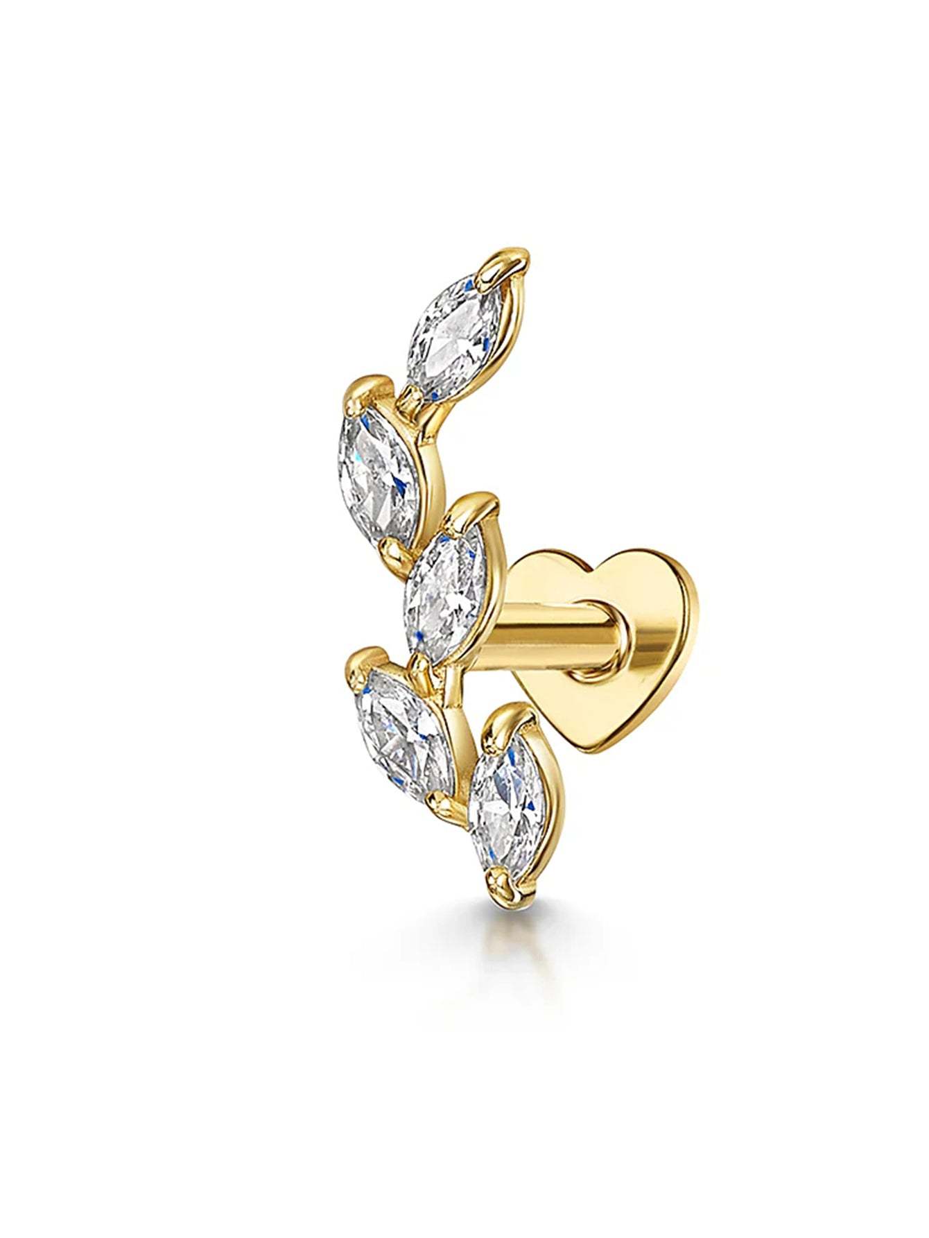 S925 Leaf Marquise Zircon Stud Earring Series-Olarajewelry
