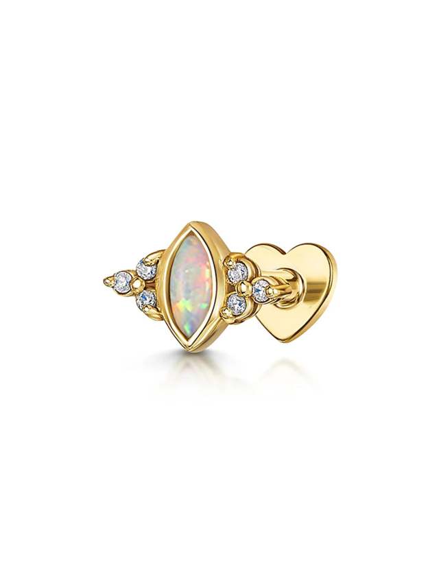 S925 Leaf Marquise Zircon Stud Earring Series-Olarajewelry