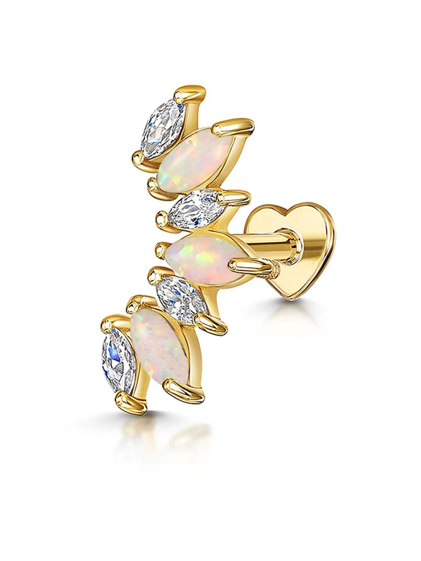 S925 Leaf Marquise Zircon Stud Earring Series-Olarajewelry