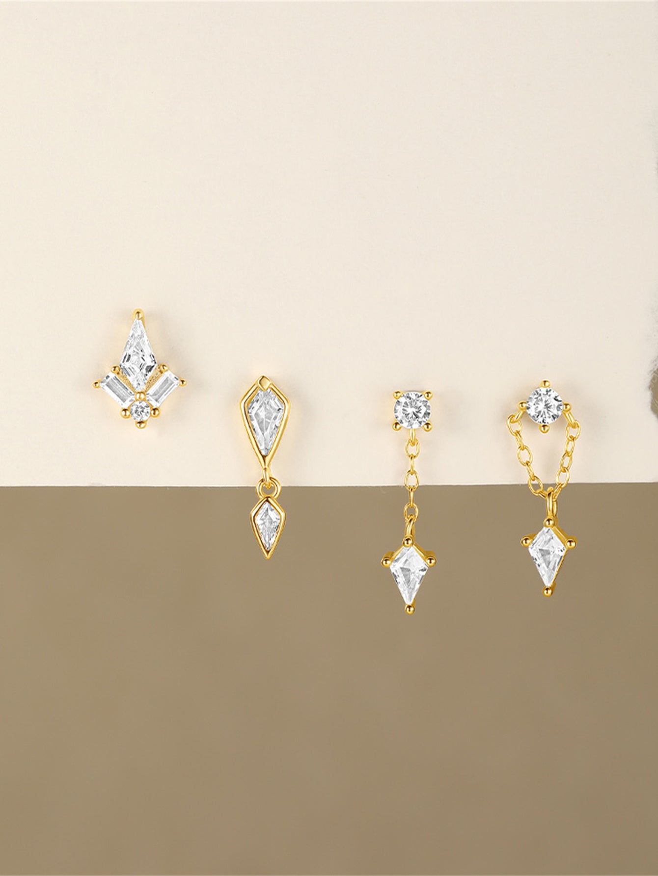 S925 Chain Pendant Zircon Ear Piercing Stud-Olarajewelry