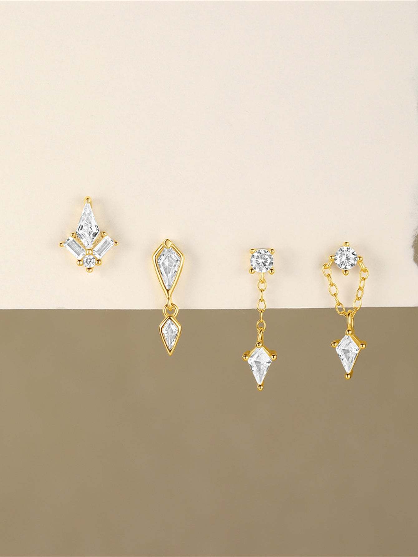 S925 Chain Pendant Zircon Ear Piercing Stud-Olarajewelry