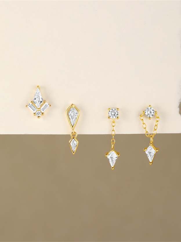 S925 Chain Pendant Zircon Ear Piercing Stud-Olarajewelry