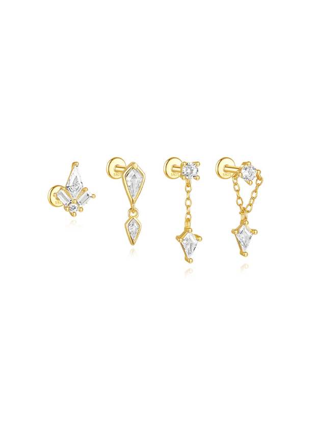 S925 Chain Pendant Zircon Ear Piercing Stud-Olarajewelry