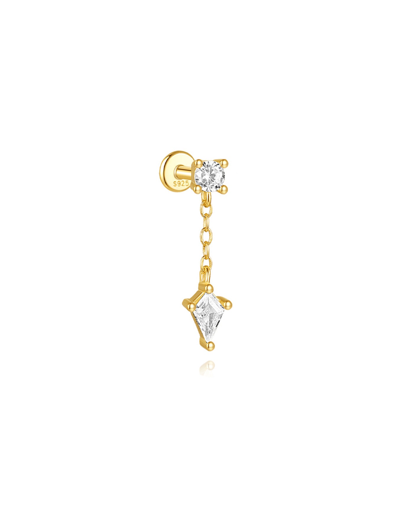 S925 Chain Pendant Zircon Ear Piercing Stud-Olarajewelry