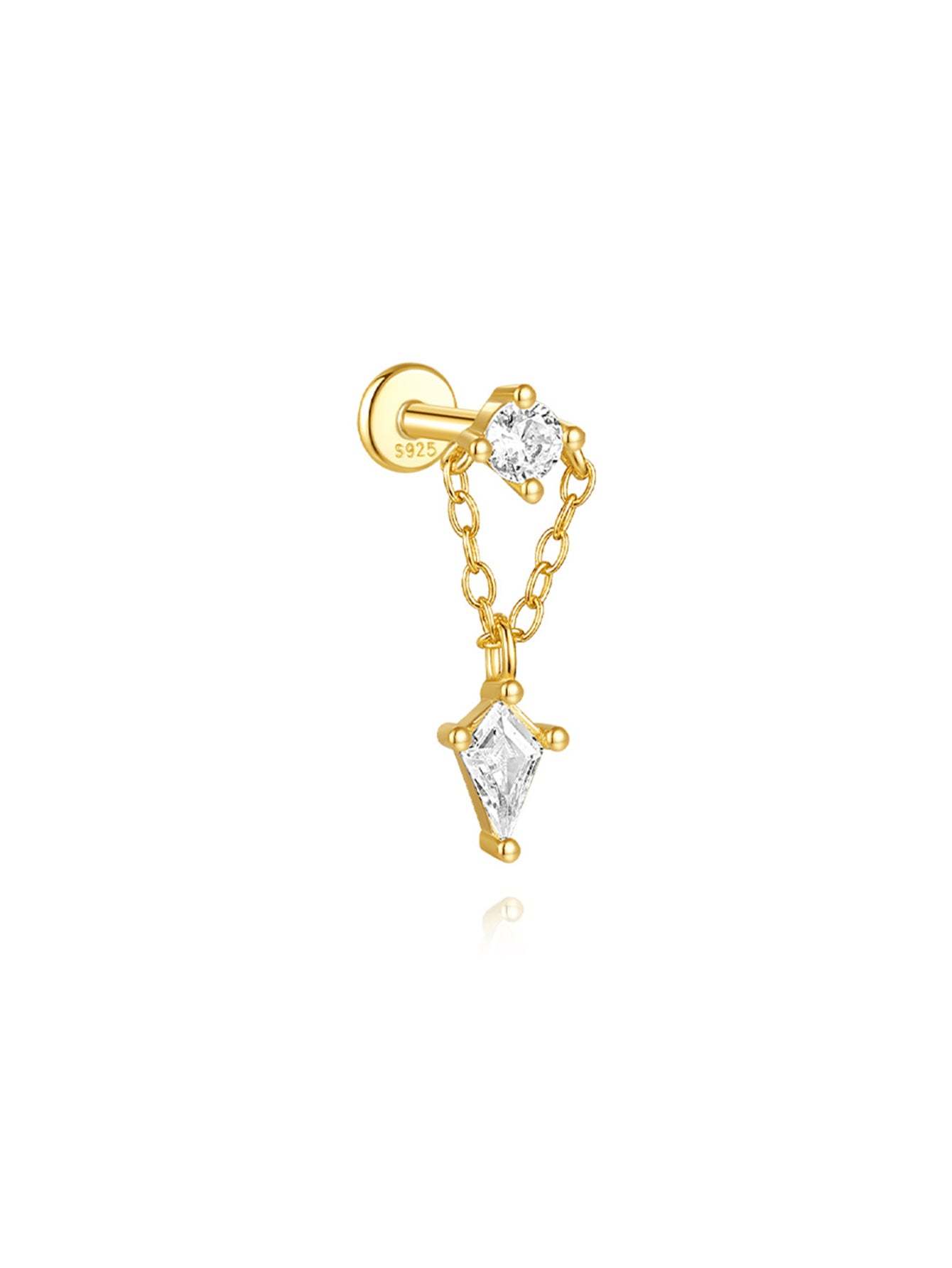 S925 Chain Pendant Zircon Ear Piercing Stud-Olarajewelry