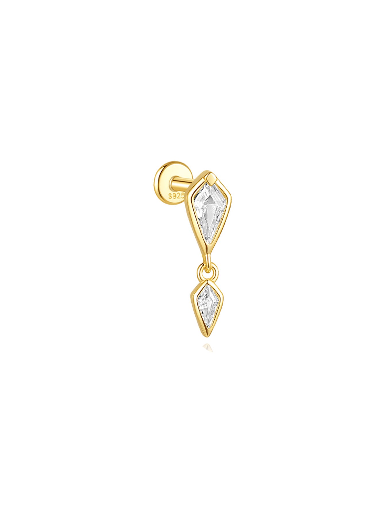 S925 Chain Pendant Zircon Ear Piercing Stud-Olarajewelry