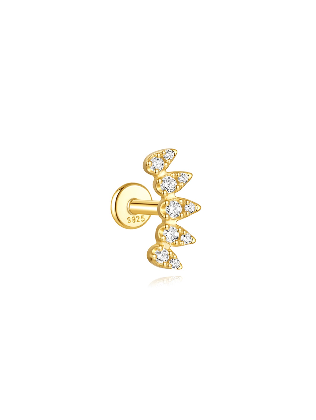 S925 Multileaf Zircon  Ear Piercing Stud-Olarajewelry