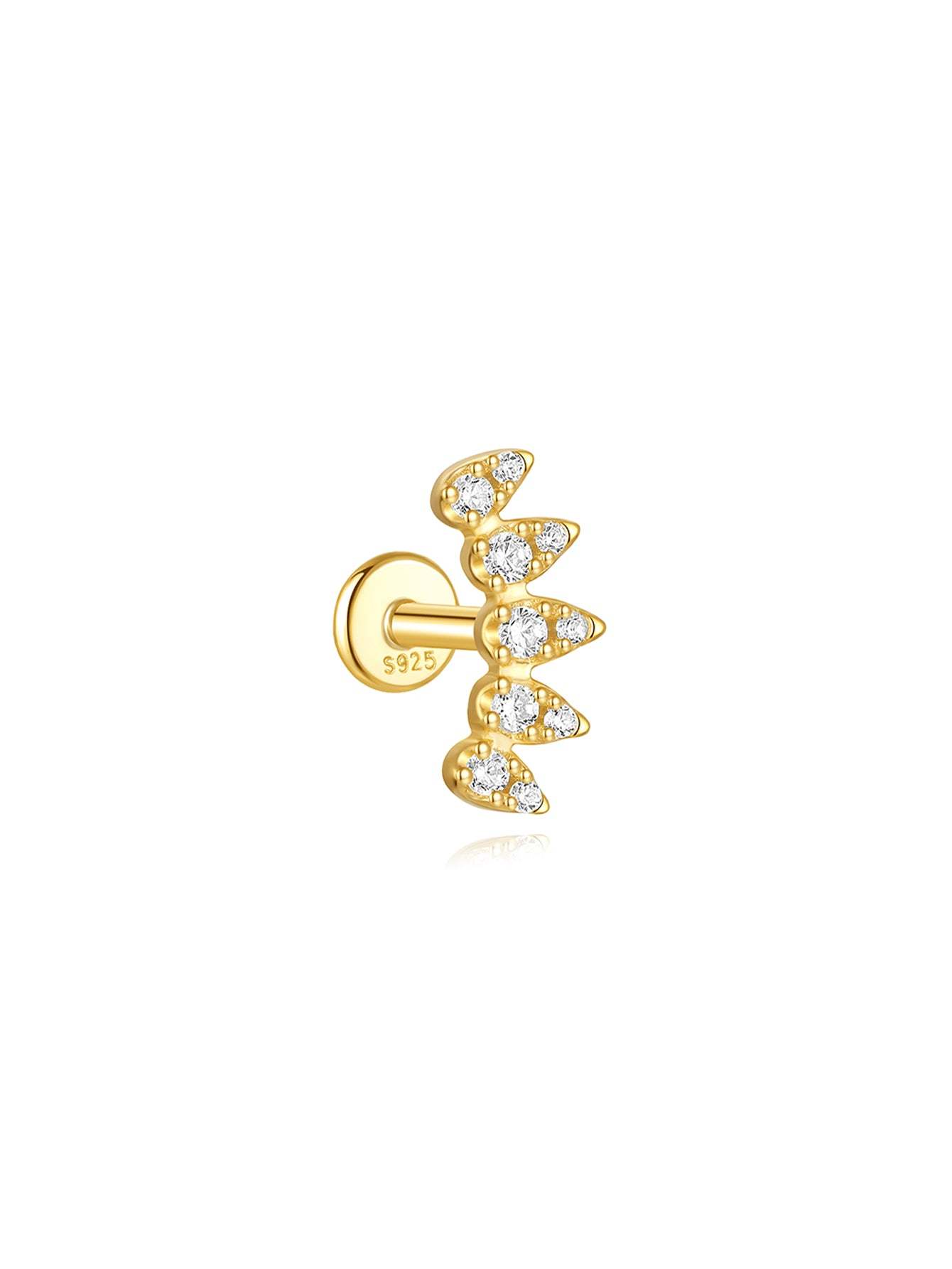 S925 Multileaf Zircon  Ear Piercing Stud-Olarajewelry