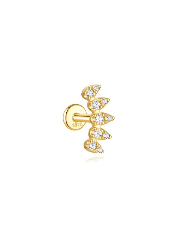 S925 Multileaf Zircon  Ear Piercing Stud-Olarajewelry