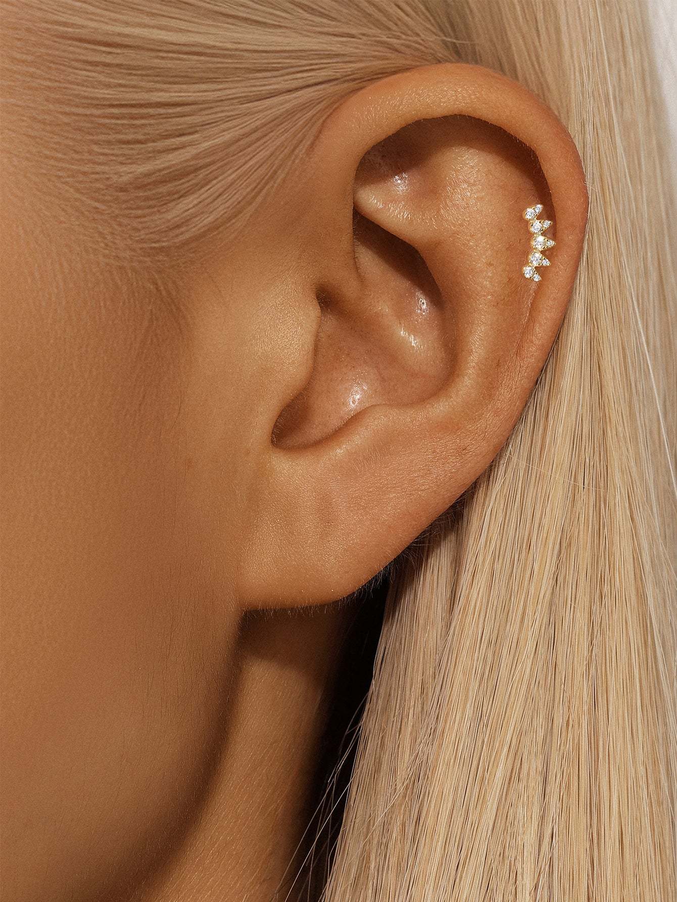 S925 Multileaf Zircon Ear Piercing Stud-Olarajewelry
